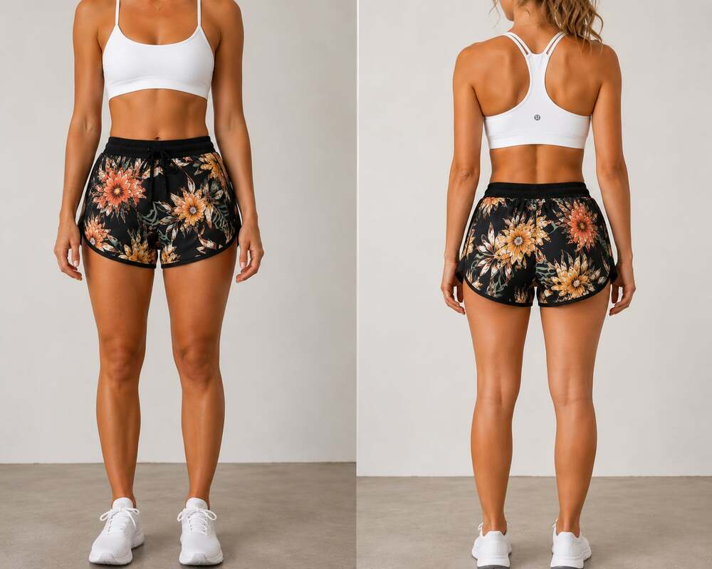 Rip Curl Floral Print Athletic Running Shorts